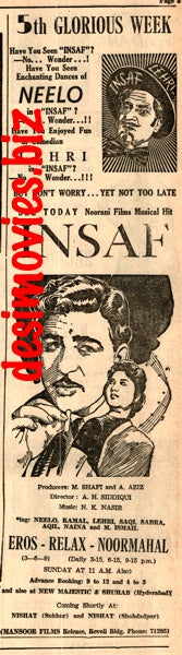 Insaf (1960) Press Ad - Karachi 1960