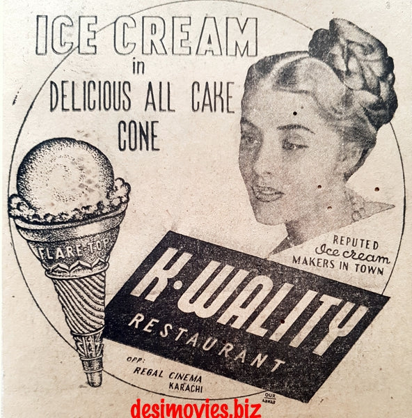 K-Wality Restaurant Ice Cream (1949) Press Advert 1949 - www.desimovies.biz