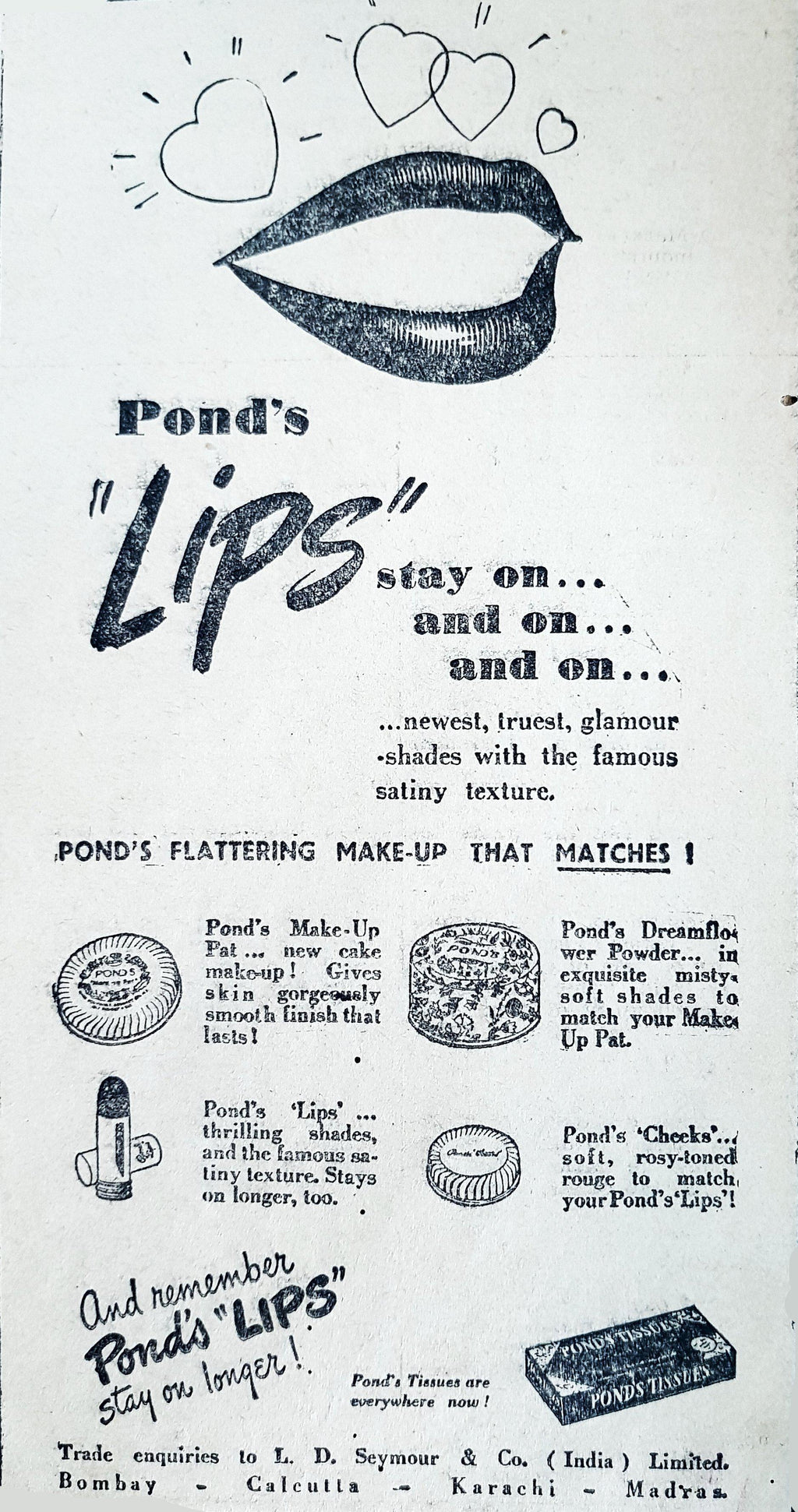 Ponds Lips (1947) Press Advert 1947 - www.desimovies.biz