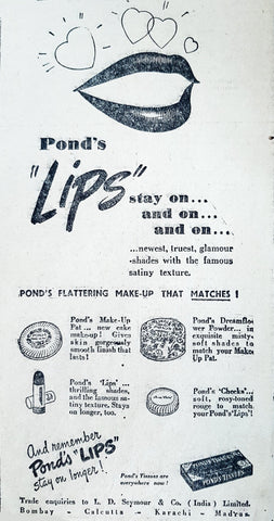 Ponds Lips (1947) Press Advert 1947 - www.desimovies.biz