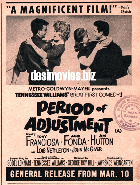 Period of Adjustment (1962) Press Advert - www.desimovies.biz