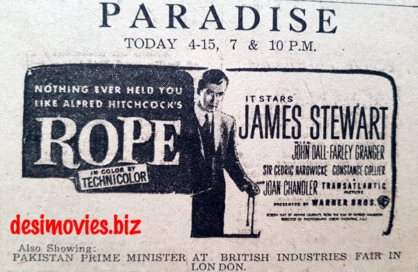 Rope (1948) Press Advert - www.desimovies.biz