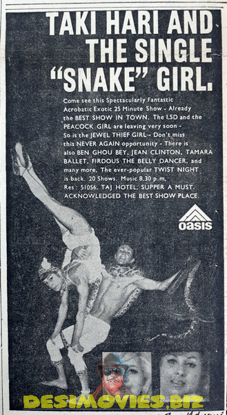 Taki Hari and the Single Snake Girl - Advert Karachi 1967 - www.desimovies.biz