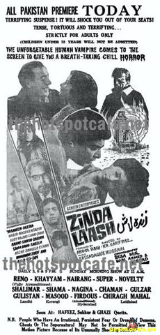 Zinda Laash AKA Dracula in Pakistan AKA The Living Corpse (1967) - Newspaper Ad - www.desimovies.biz