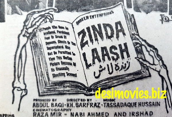 Zinda Laash (1967) Press Ad - Karachi 1967
