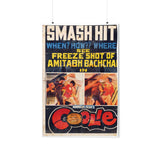 Coolie (1983) Poster with "Freeze Frame of the injury to Amitabh Bachchan" Premium Matte Vertical Posters - www.desimovies.biz