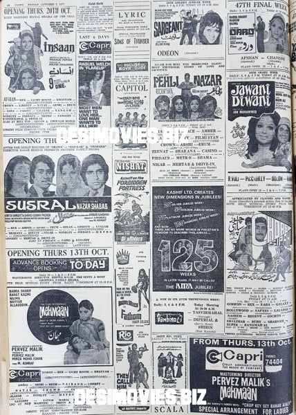 Cinema Listings (1977) Press Advert - Karachi 1977 - www.desimovies.biz