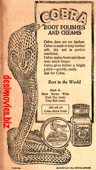 Cobra Polish (1927) Press Advert 1927 - www.desimovies.biz