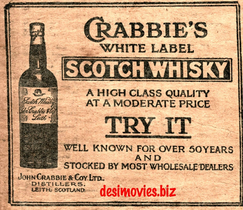 Crabbies Scotch Whiskey (1927) Press Advert 1927 - www.desimovies.biz
