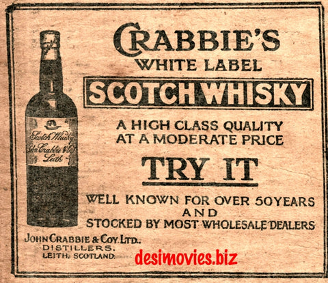 Crabbies Scotch Whiskey (1927) Press Advert 1927