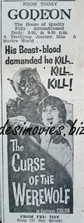 Curse of the Werewolf (1969) Press Ad, Karachi - www.desimovies.biz