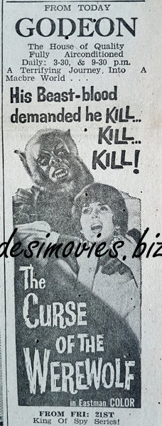 Curse of the Werewolf (1969) Press Ad, Karachi - www.desimovies.biz