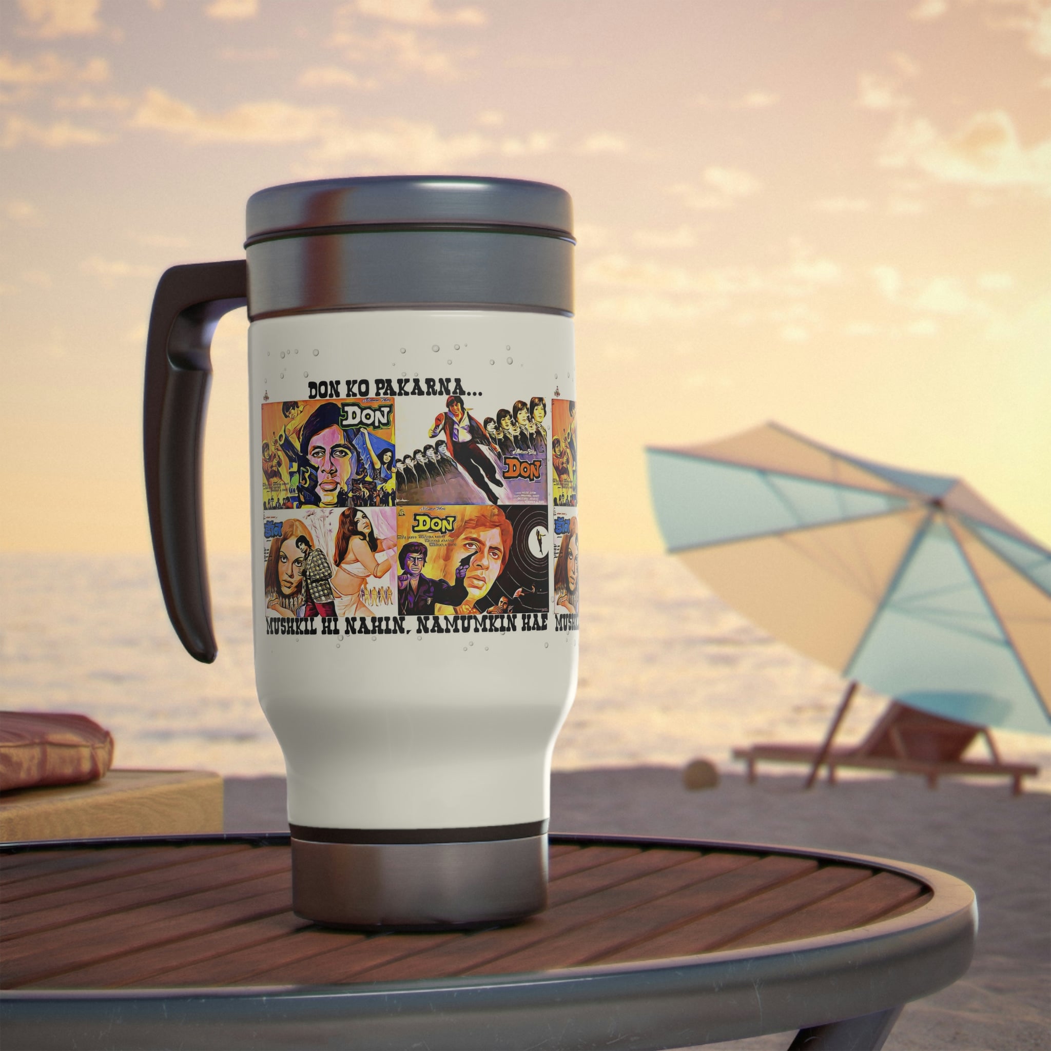 Don - Bollywood - Stainless Steel Travel Mug with Handle, 14oz - www.desimovies.biz