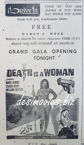 Death is a Woman (1966) Press Ad, Karachi 1969 - www.desimovies.biz