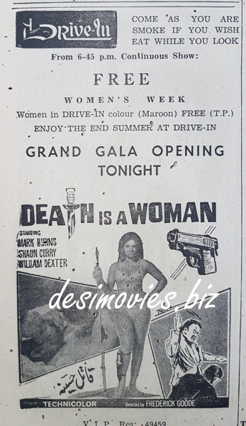 Death is a Woman (1966) Press Ad, Karachi 1969