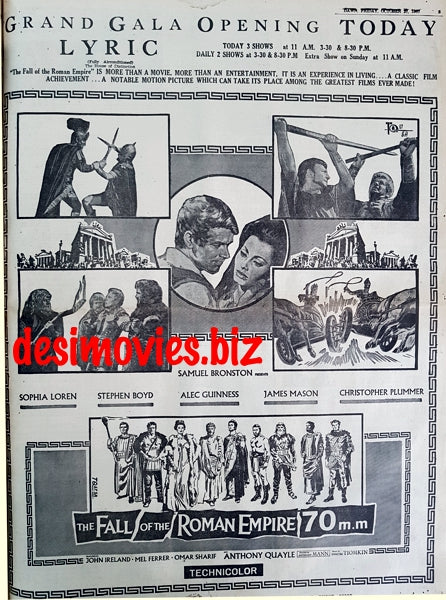 Fall of the Roman Empire, The (1966) Press Advert (1967) - www.desimovies.biz