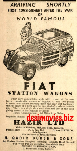 Fiat Station Wagon (1947) Press Advert 1947 - www.desimovies.biz