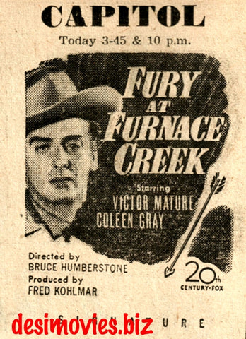 Fury at Furnace Creek (1948) Press Advert -at Empire, Karachi - www.desimovies.biz