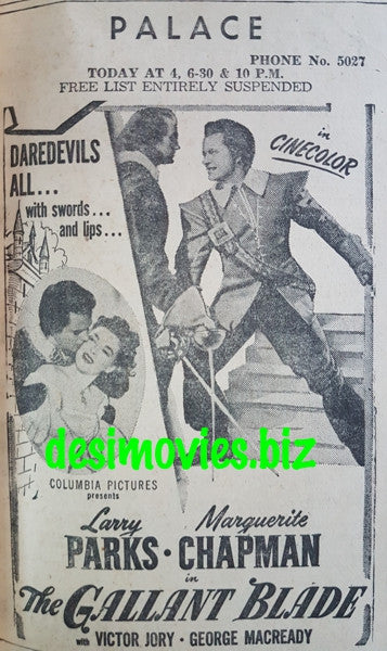 Gallant Blade, The (1948) Press Advert - www.desimovies.biz