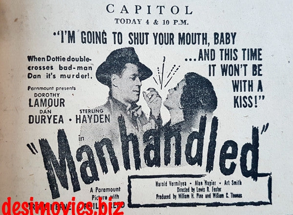 Manhandled (1949) Press Advert - www.desimovies.biz