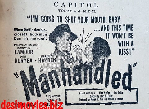 Manhandled (1949) Press Advert - www.desimovies.biz