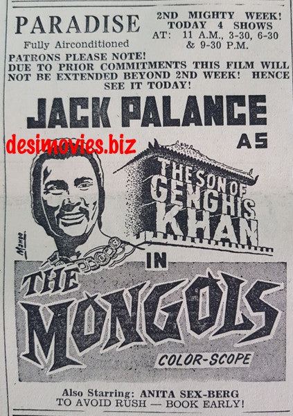 Mongols, The (1968) Press Ad - Co-starring Anita Sex-Berg