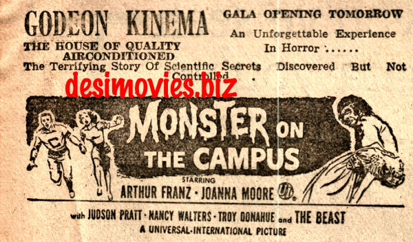 Monster on the Campus (1958) Press Advert 1960 - www.desimovies.biz