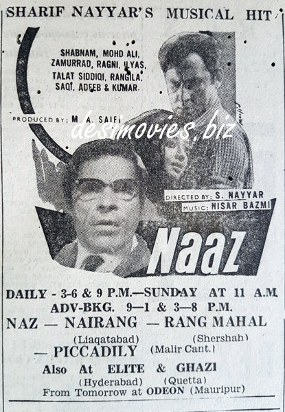 Naaz  (1969) Press Ad - www.desimovies.biz