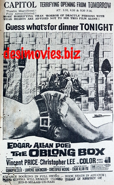 Oblong Box, The (1969) Press Ad for Karachi - www.desimovies.biz