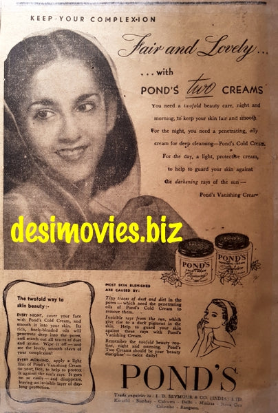Ponds Cold Cream (1949) Press Advert 1949 - www.desimovies.biz