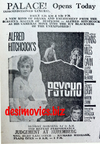 Psycho (1960) Press Advert (1967) - www.desimovies.biz