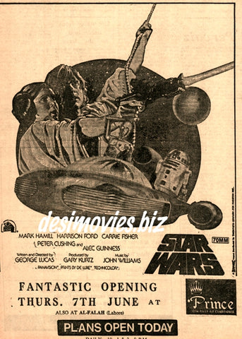 Star Wars (1977) Press Advert (1979) Open in Karachi