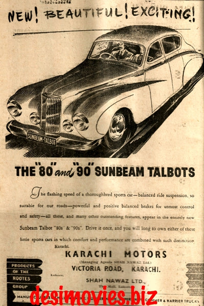 Sunbeam Talbots (1947) Press Advert 1947 - www.desimovies.biz